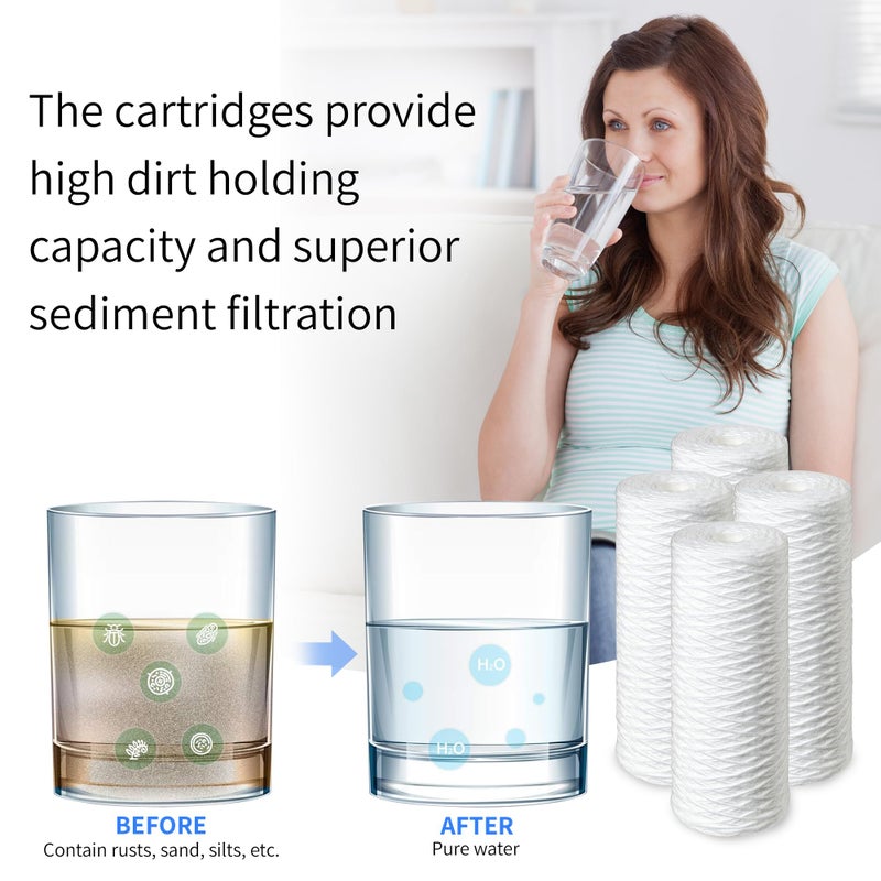 CFS â€“ 1 Pack Sediment Water Filter Cartridge with O-Ring Compatible with 10" Pelican Water Replacement & PC-100 EZ Models â€“ Removes Bad Taste â€“ Whole House Replacement Filter Cartridge â€“ 5 Micron - Image 3